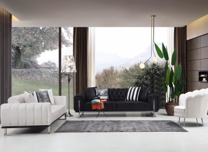 Living room set 2x three-seater sofa Chesterfield couch design armchair luxury furniture